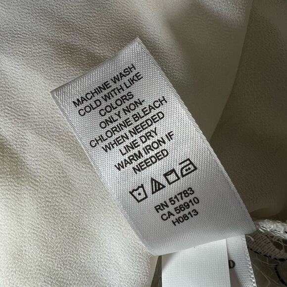 NWT Maurices White Chiffon Drape Front Blouse Lace Back Long Sleeve Size Small - Picture 6 of 9